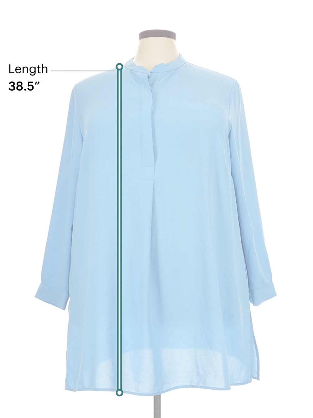 Anne Klein Sky Blue Long Sleeve Tunic Blouse - Picture 3 of 4